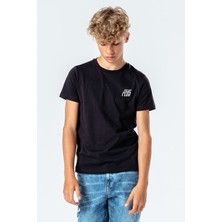 Qivi Fight Club Göğüs Baskı Baskılı Unisex Çocuk Siyah Tshirt