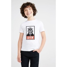 Qivi Darth Maul Sith Baskılı Unisex Çocuk Beyaz T-Shirt