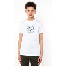 Qivi Müzik Köpek Fransız Bulldog Shar Pei Baskılı Unisex Çocuk Beyaz T-Shirt