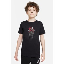 Qivi Motor Noelbaba Kuru Kafa Rock Metal Baskılı Unisex Çocuk Siyah T-Shirt