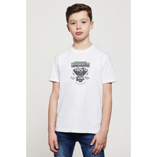 Qivi American Motor Estd 1964 Baskılı Unisex Çocuk Beyaz Tshirt