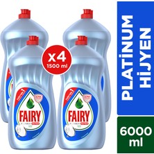 Fairy Platinum Hijyen  Sıvı Bulaşık Deterjanı Fırsat Paketi 6000 ml ( 1500 x 4 )