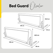 Kiwi Bed Guard Tek Tuşla Katlanabilen Yatak Güvenlik Bariyeri Extra Sünger Kaplamalı Dolgulu Kumaş 120x50 cm
