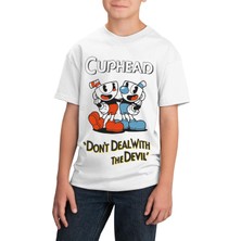 TakeTshirt Cuphead Çocuk Tişört Beyaz Unisex