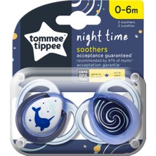 Tommee Tippee 2x Gece Emzik 0-6 Ay Lacivert