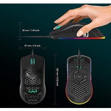 Coverzone AJ390R  Kablolu Işıklı Rgb Ultra Hafif 10.000 Dpı Oyuncu Mouse Siyah