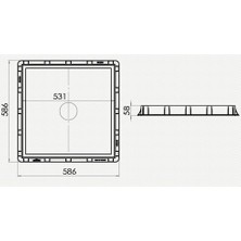 Lüxwares 55X55 cm Rögar Kutusu Çerçevesi + Düz Kapak