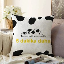 Real Homes Özel Tasarım 5 Dakika Daha Dijital Baskılı Dekoratif Şönil Yastık Kırlent Kılıfı