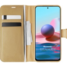 Microsonic Xiaomi Redmi Note 10 Kılıf Delux Leather Wallet Gold