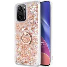 Microsonic Xiaomi Poco F3 Kılıf Glitter Liquid Holder Gold