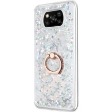 Microsonic Xiaomi Poco X3 Pro Kılıf Glitter Liquid Holder Gümüş