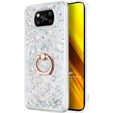 Microsonic Xiaomi Poco X3 Pro Kılıf Glitter Liquid Holder Gümüş