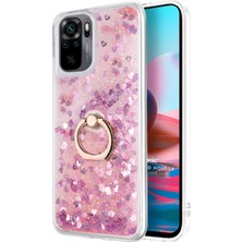 Microsonic Xiaomi Redmi Note 10 Kılıf Glitter Liquid Holder Pembe