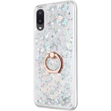 Microsonic Samsung Galaxy A02 Kılıf Glitter Liquid Holder Gümüş