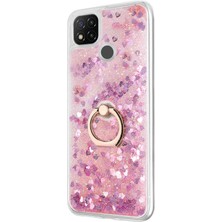 Microsonic Xiaomi Redmi 9c Kılıf Glitter Liquid Holder Pembe