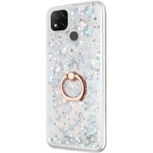 Microsonic Xiaomi Redmi 9c Kılıf Glitter Liquid Holder Gümüş