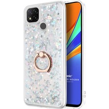 Microsonic Xiaomi Redmi 9c Kılıf Glitter Liquid Holder Gümüş