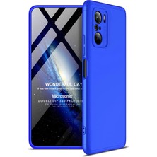 Microsonic Xiaomi Poco F3 Kılıf Double Dip 360 Protective Mavi