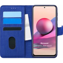 Microsonic Xiaomi Redmi Note 10 Kılıf Fabric Book Wallet Lacivert