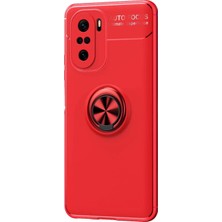 Microsonic Xiaomi Redmi K40 Pro Kılıf Kickstand Ring Holder Kırmızı