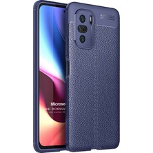 Microsonic Xiaomi Redmi K40 Pro Kılıf Deri Dokulu Silikon Lacivert