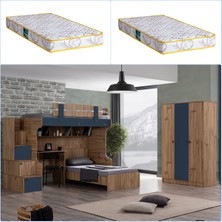 Setay Riva Ranza Karyola Çalışma Masası, 3 Kapaklı Dolap + 2 Adet Comfort Yatak
