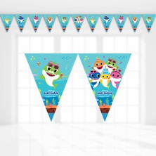 Süsle Bebek ve Parti Baby Shark Üçgen Bayrak Flama - 3,20 mt.
