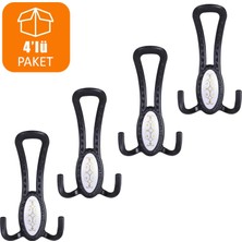 Badem10 Nobel Portmanto Vestiyer Duvar Askısı Dolap Elbise Askılığı Siyah (4 Adet)