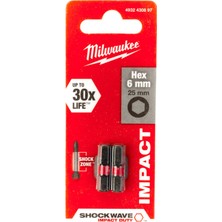 Milwaukee Hex 6 x 25 mm Allen Shockwave Vidalama Ucu 2'li Paket