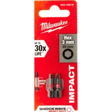 Milwaukee HEX3X25MM Allen Shockwave Vidalama Ucu 2'li Paket