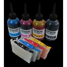 Duruink T0891-T0894 Uyumlu Kolay Dolan KARTUŞ+4X100ML Mürekkep 4 Renk (Dolu)