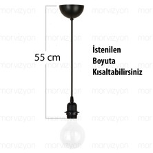 Morvizton 301 - Kablolu E27 Dişli Rondelalı Duy Hazır Tesisat Siyah Renk