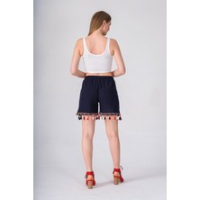 Narina Şile Bezi Kumaşından Pamuklu Etnik Tarzda Beli Lastikli Kısa Şort