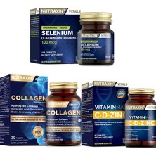 Nutraxin Vitamin Max 60 Tablet+Selenıum 100 Mcg 100 Tablet+Tip 1 ve Tip 3 Hidrolize  Içeren 30 Tablet