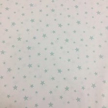 Bebek Özel 240 cm. Eninde Beyaz Zemin Küçük Mint Yeşil Yıldızlı Poplin Kumaş
