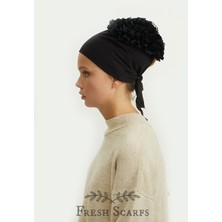 Fresh Scarfs Dantel Topuzlu Bone(Lace Eva) Siyah