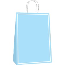 Partijet Mavi Makaron Kraft Hediye Çantası 25X12X31 cm 25'li