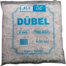 Made 6 mm 1000Lİ Paket Standart Beyaz Dübel Made KOD:001