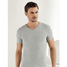 Şahinler Erkek Gri Kısa Kollu V Yaka Ribana Atlet ME028