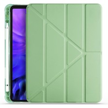 Aktarmobile Apple iPad Pro 11 2021 3. Nesil Kılıf Kalem Bölmeli Premium Smart Standlı Tablet Kılıfı Açık Yeşil