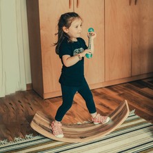 Wavy Board Amerikan Ceviz Laminant Yüzey Gri  Renk Keçeli Denge Tahtası