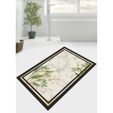 Ardizayn Yaprak Desen 70 x 120 cm. Kaymaz Deri Taban Banyo Halısı, Paspası