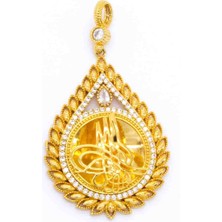 Ferizz Altın Kaplama Zirkon Taşlı Osmanlı Tuğralı Kolye Ucu