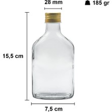 Afracam 200 cc Cold Brew Şeffaf 200 ml Sızdırmaz Gold Plastik Kapaklı Yassı Cam Şişe (Soğuk Kahve) 6 Adet