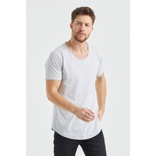 Tarz Cool Gri Pis Yaka Salaş T-Shirt- TCPSR09S