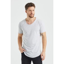 Tarz Cool Gri Pis Yaka Salaş T-Shirt- TCPSR09S