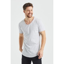 Tarz Cool Gri Pis Yaka Salaş T-Shirt- TCPSR09S