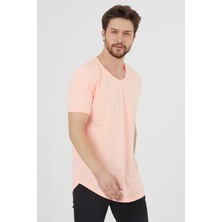 Tarz Cool Erkek Açık Pembe Pis Yaka Salaş T-SHIRT-TCPS001R26S