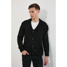 Tarz Cool Erkek Siyah Saç Örgü Şal YAKA-HRK8080R05