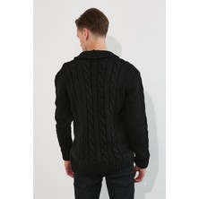 Tarz Cool Erkek Siyah Saç Örgü Şal YAKA-HRK8080R05